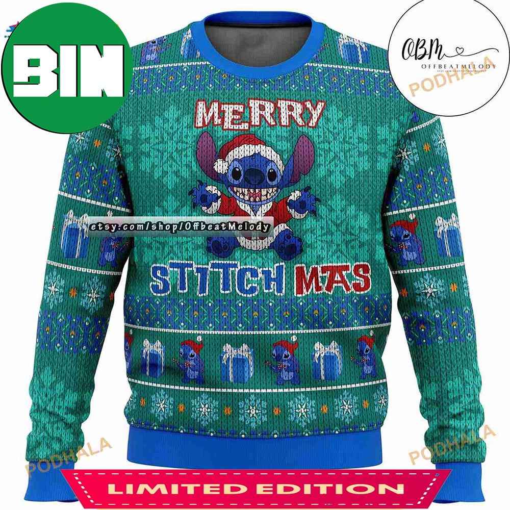 Stitchmas Stitch Merry Christmas Ugly Sweater For Men And Women