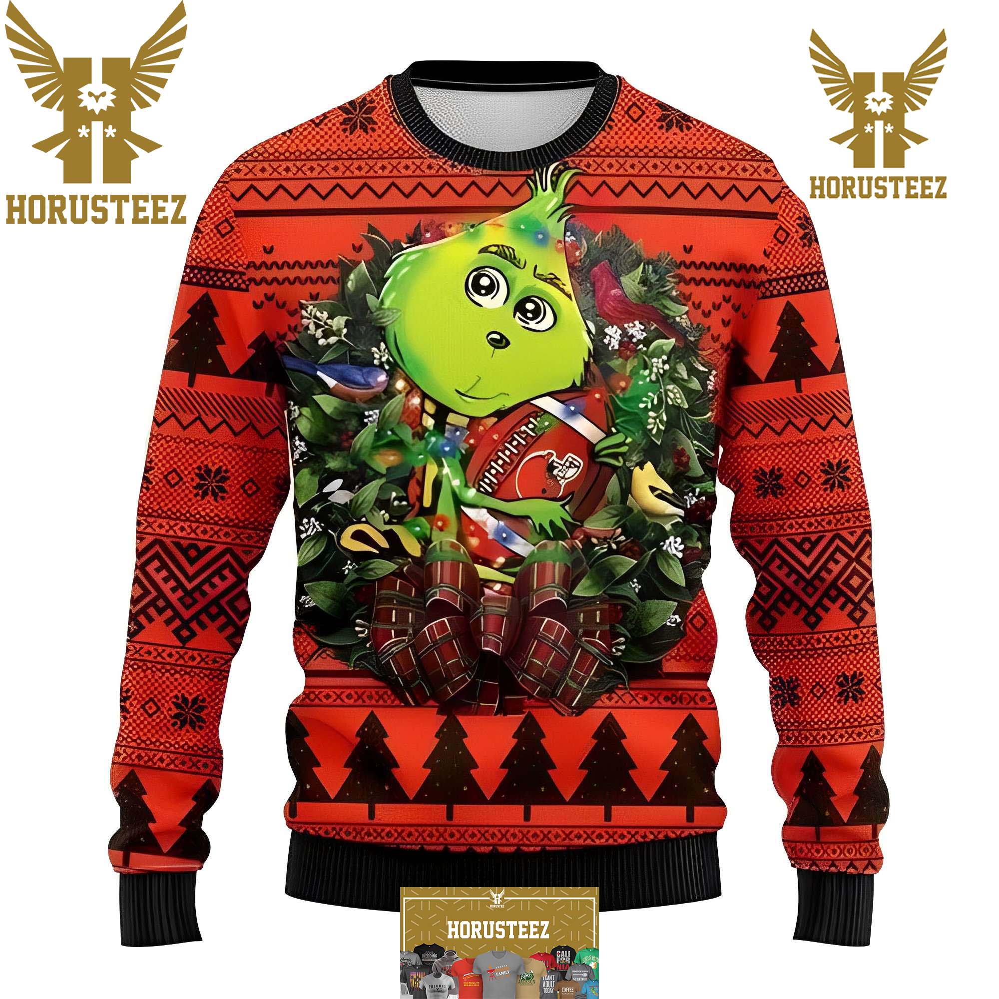 The Cleveland Browns NFL Cute Grinch Best For Xmas Holiday Christmas Ugly Sweater