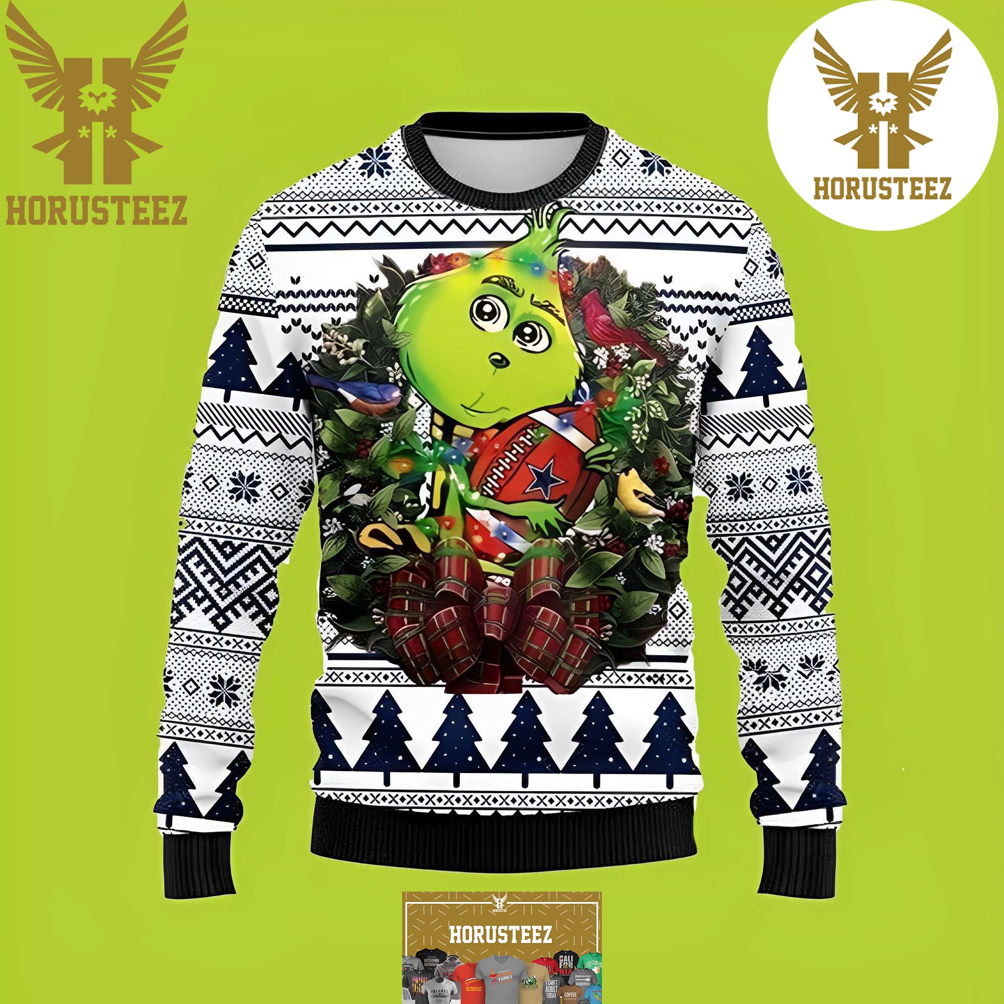 The Dallas Cowboys NFL Cute Grinch Best For Xmas Holiday Christmas Ugly Sweater