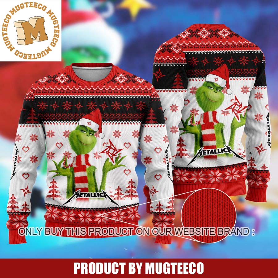 The Grinch Santa Metallica Ugly Christmas Sweater 2023