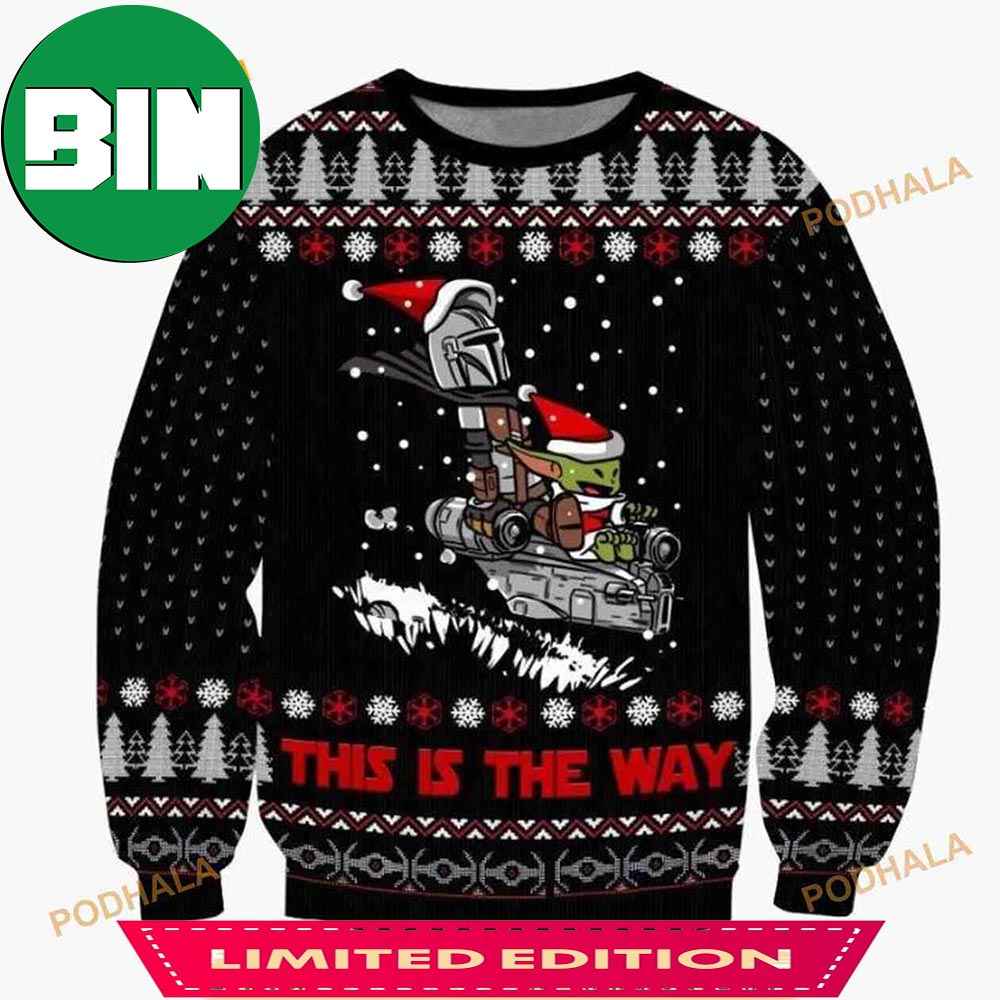 This Is The Way Din Djarin And Grogu Baby Yoda Star Wars Christmas Ugly Sweater For Family