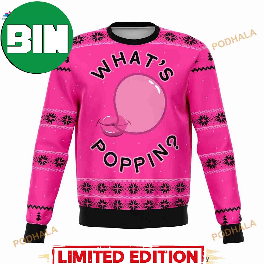 What's Poppin Funny Ugly Christmas Sweater Xmas Gifts