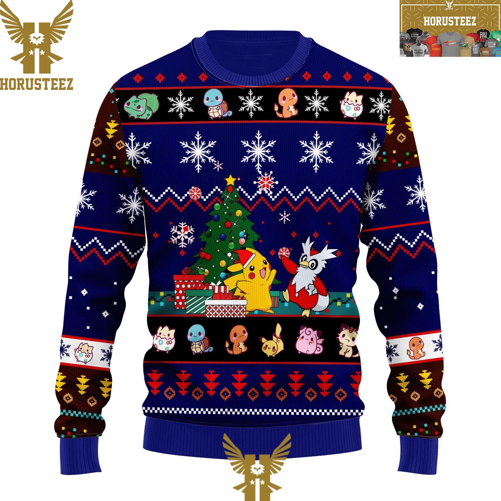 Xmas Gifts Anime Pikachu Pokemon Christmas Holiday Ugly Sweater