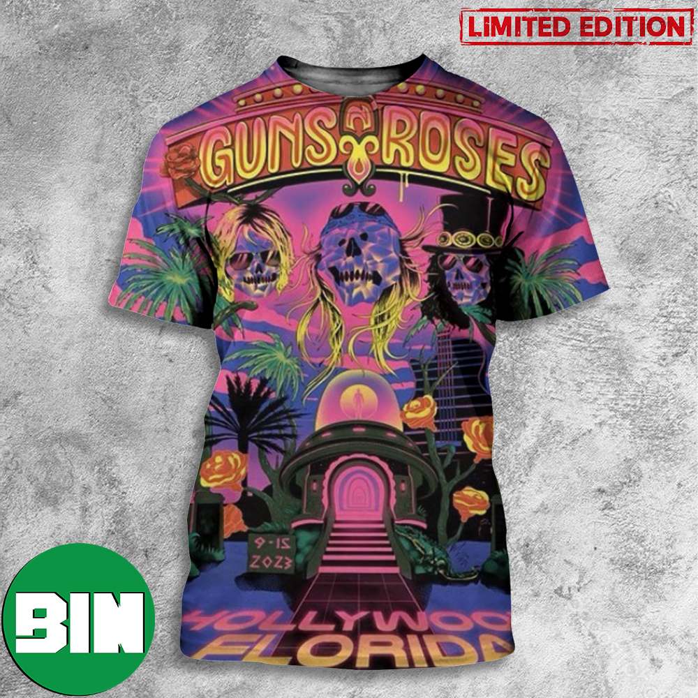 Guns N Roses Hollywood Florida North America Tour 2023 September 15 Poster All Over Print T-Shirt
