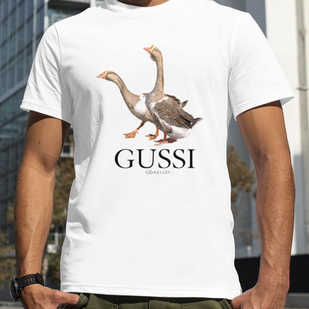 Gussi New Collection 2018 Goose Black On White shirt