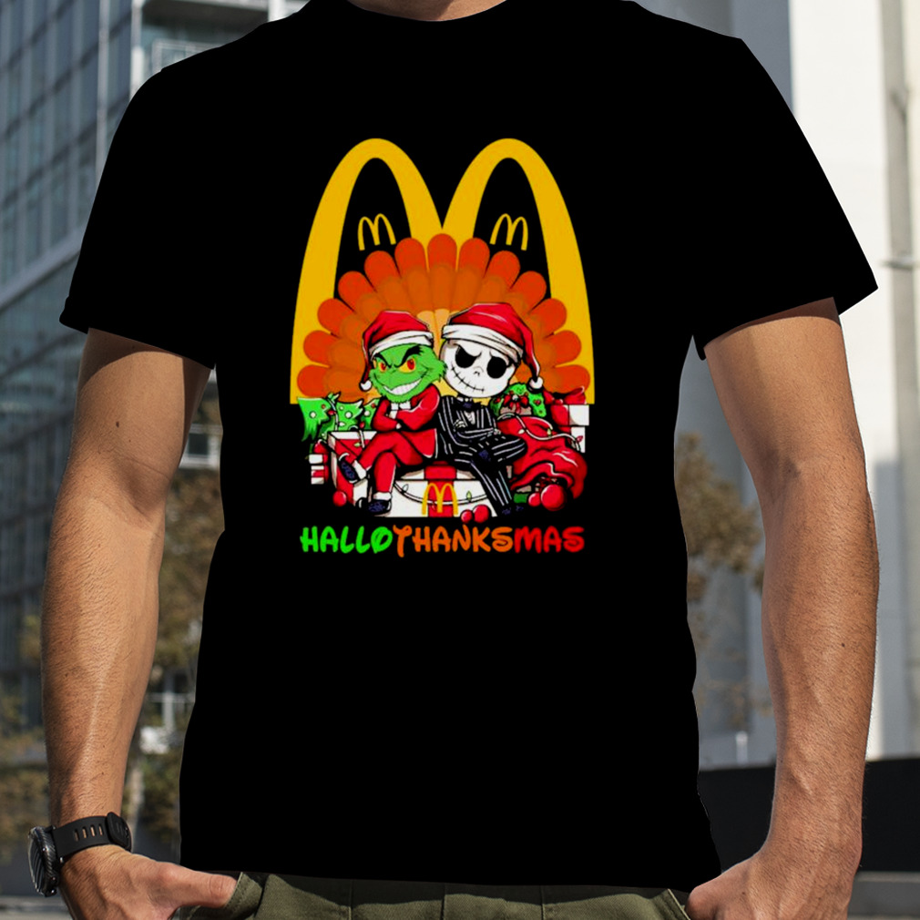 McDonald's symbol with grinch santa hat christmas shirt, hoodie