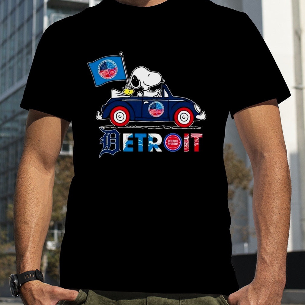 Snoopy and Woodstock driving car Detroit Lions shirt - Limotees