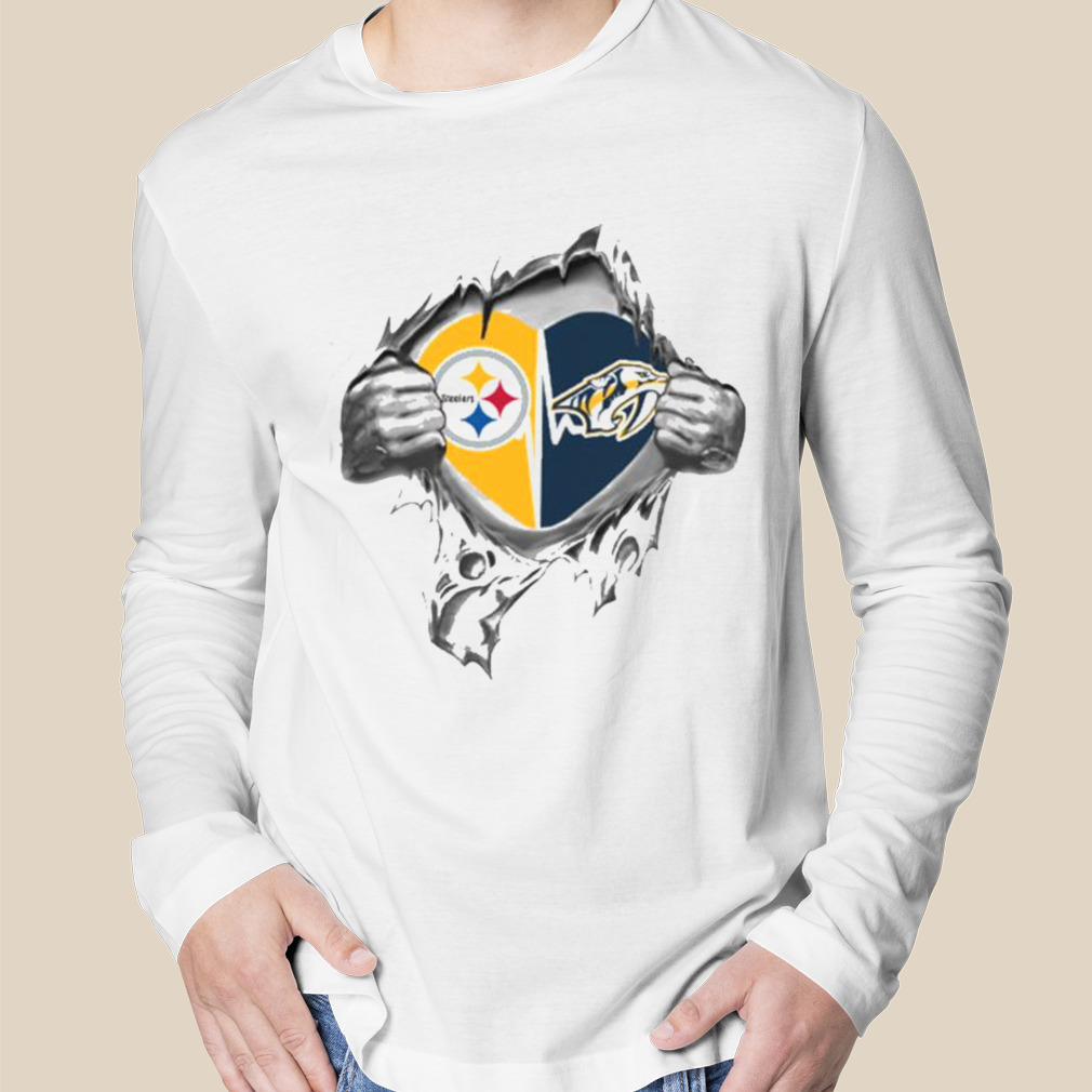 Blood Inside Me Pittsburgh Steelers And Nashville Predators 2023 Shirt -  Peanutstee