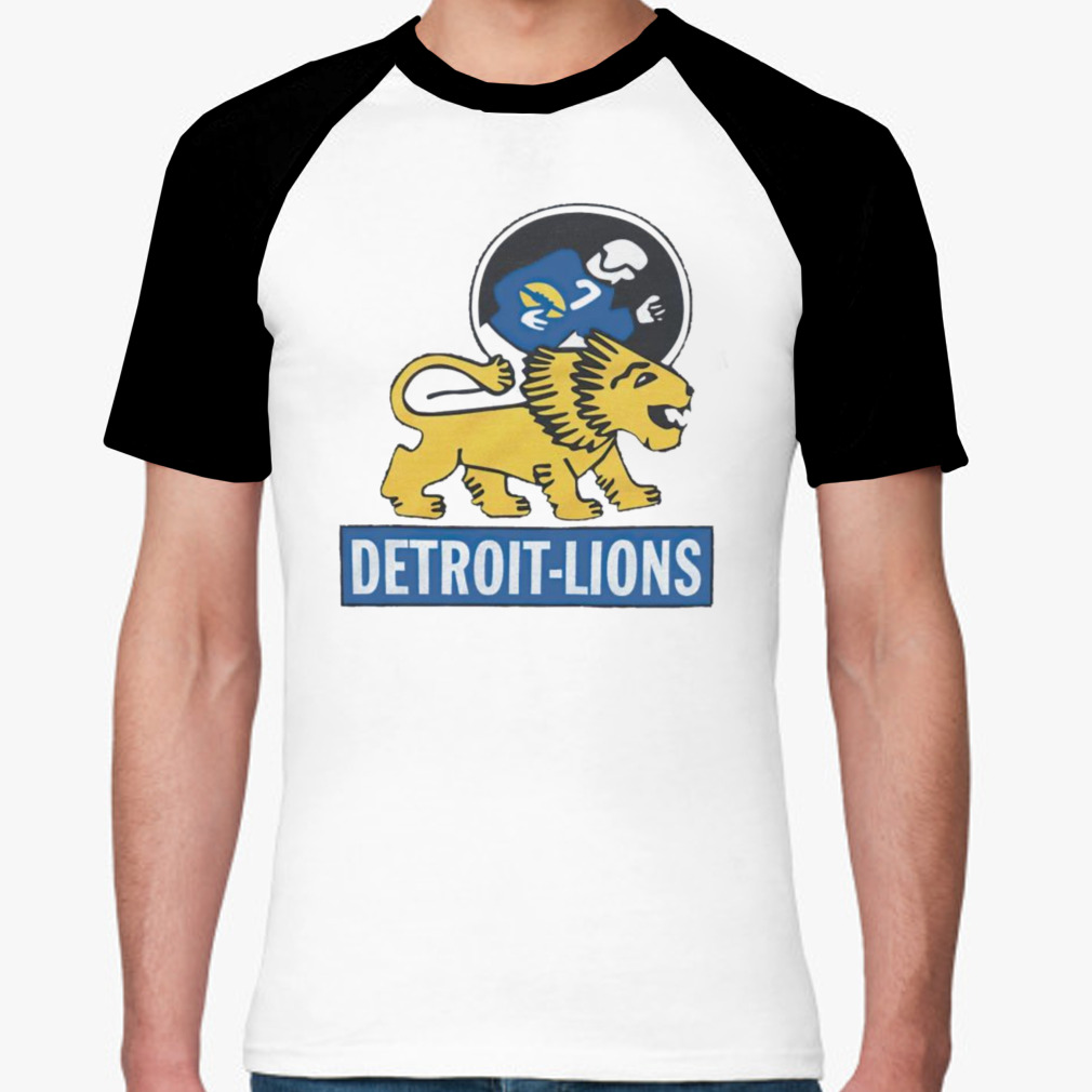 Custom Detroit Lions Men's Name & Number Logo T-Shirt - Ash