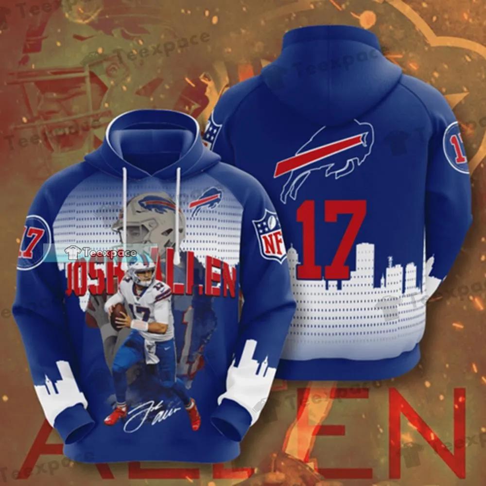 Men Josh Allen #17 Bills with signature Unisex Hoodie 3D All Size