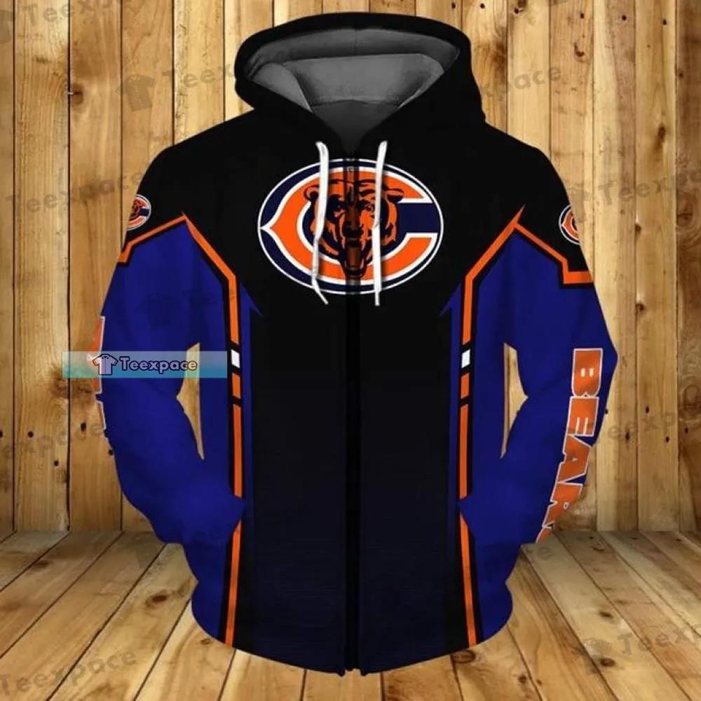 Chicago Bears Beehive Pattern Black Orange Hoodie - Teexpace