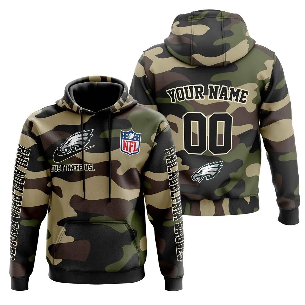 Philadelphia Eagles NFL Camo Veteran Team 3D All Over Print Zip-up