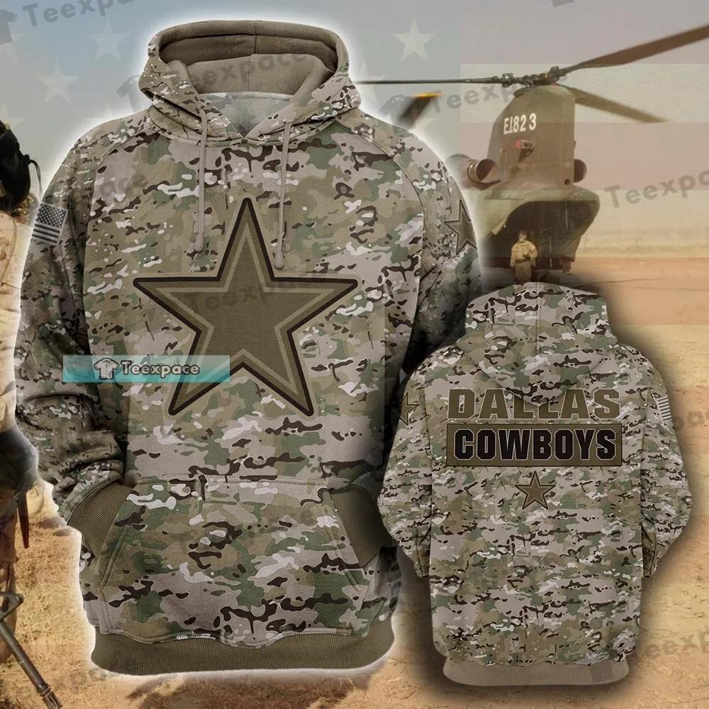 Dallas Cowboys America's Team Camo Pullover Hoodie - Teexpace