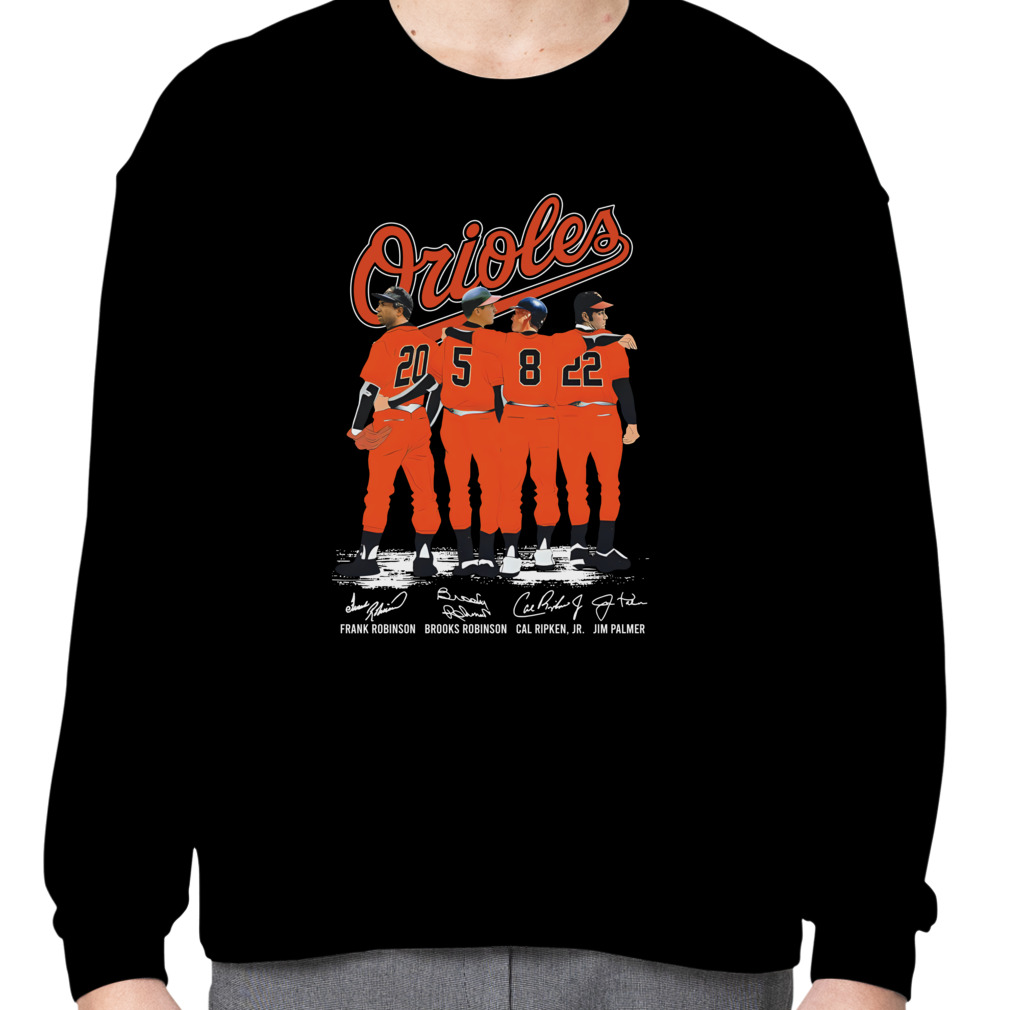 Baltimore orioles frank robinson brooks robinson cal ripken jr jim palmer  signatures shirt, hoodie, longsleeve tee, sweater