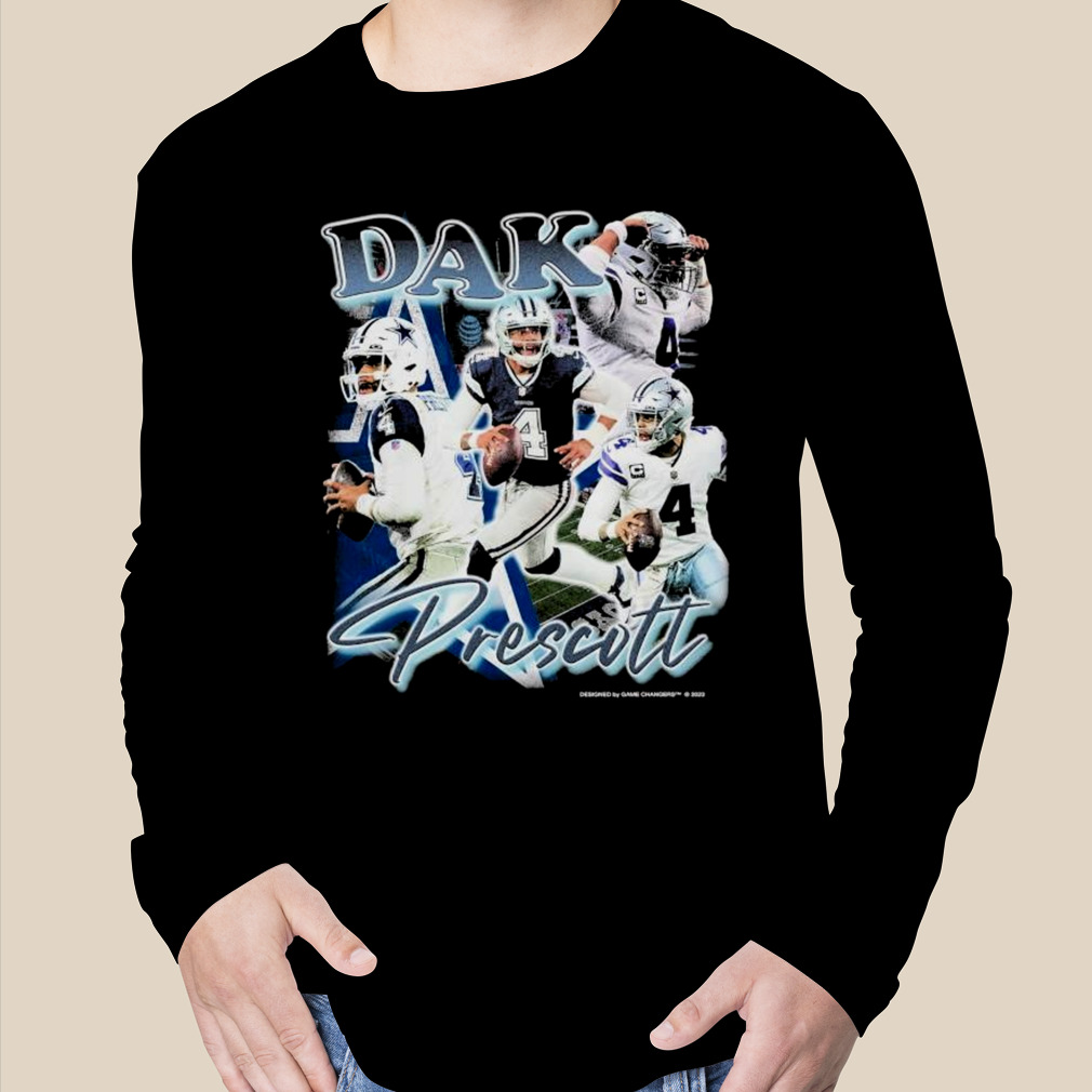 Dallas Cowboys Road Name & Number Long Sleeve T-Shirt - Dak Prescott - Mens