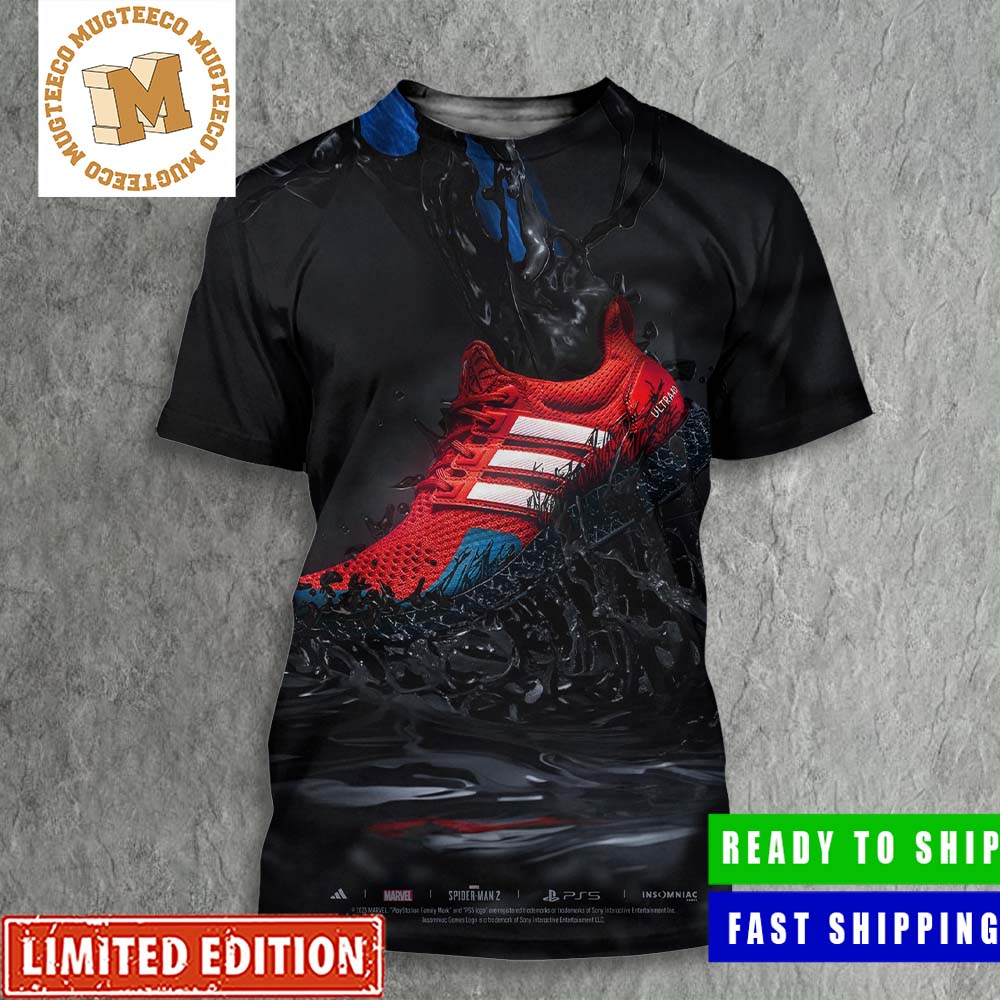 Adidas Symbiote PlayStation Spider Man 2 Ultra Boost Sneaker All Over Print Shirt