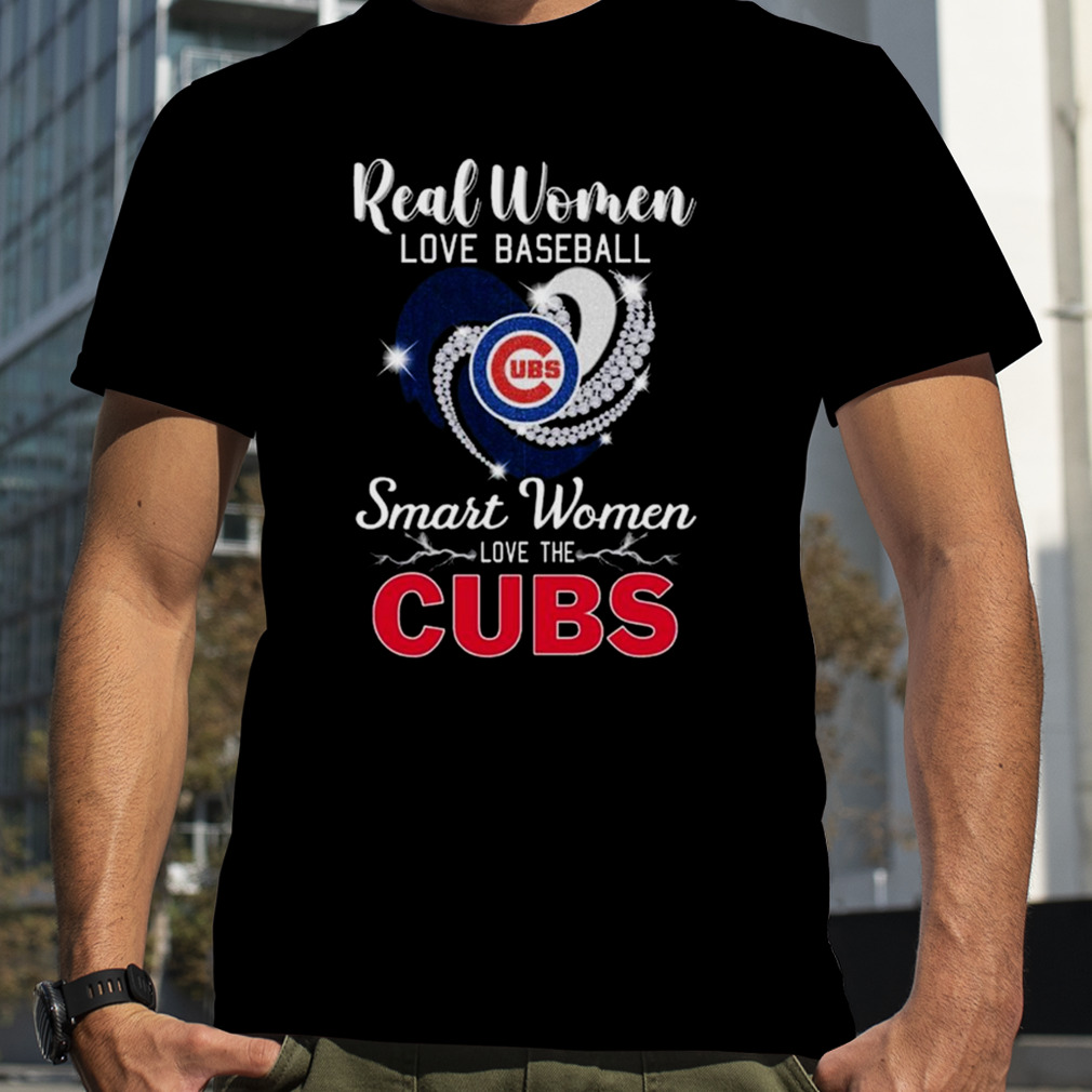 Heart Diamond Real Women Love Baseball Smart Women Love The Chicago Cubs  2023 T Shirt
