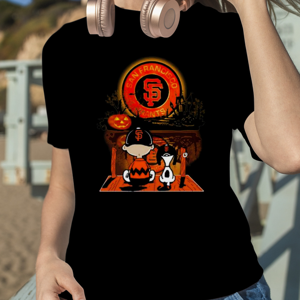 San Francisco Giants Snoopy and Charlie Brown Sit Under Moon Peanuts  Halloween shirt, hoodie, sweater, long sleeve and tank top