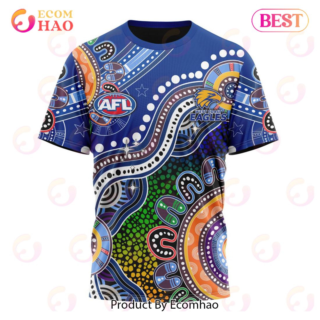 AFL West Coast Eagles Tribal Pattern Custom Name & Number Hawaiian Shirt