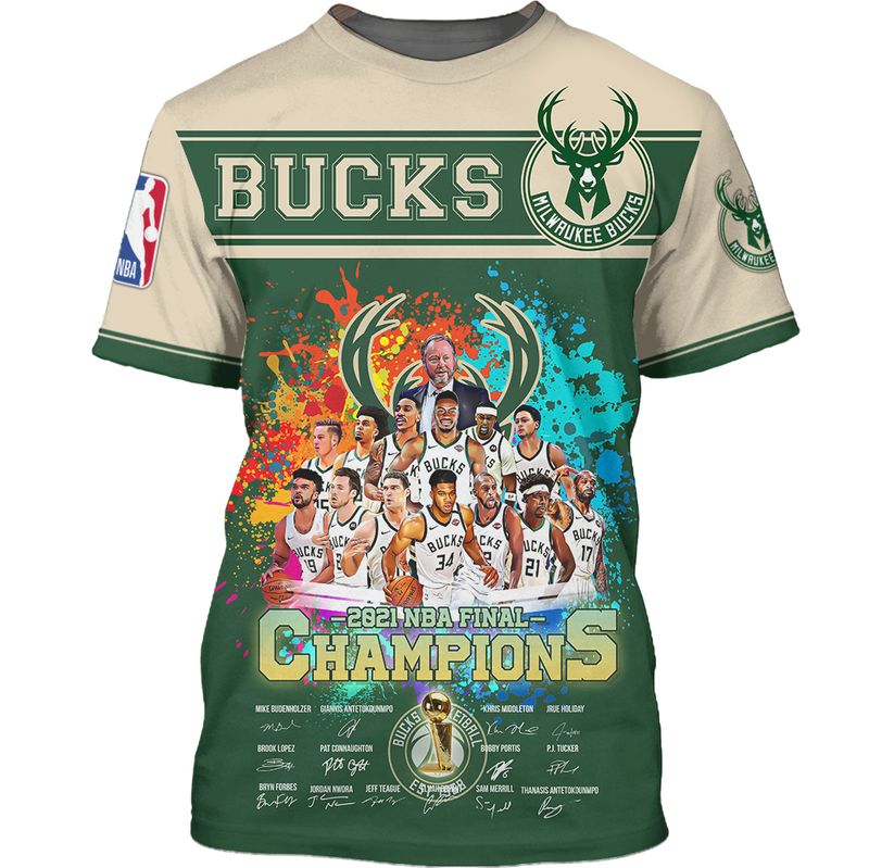 Milwaukee Bucks Hawaiian Shirt 3D All Over Print Men - T-shirts Low Price