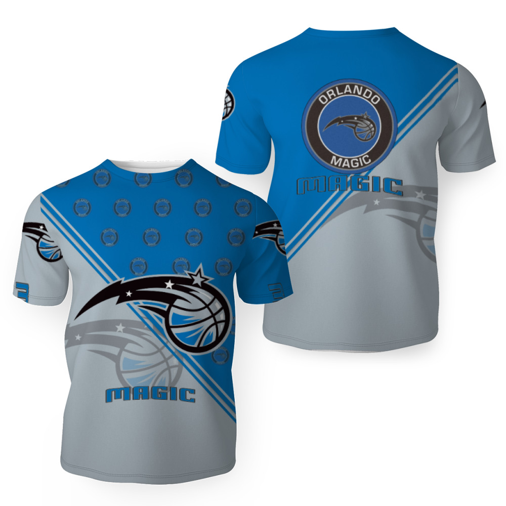 NBA Orlando Magic Blue Silver Half Multi Logo T-Shirt