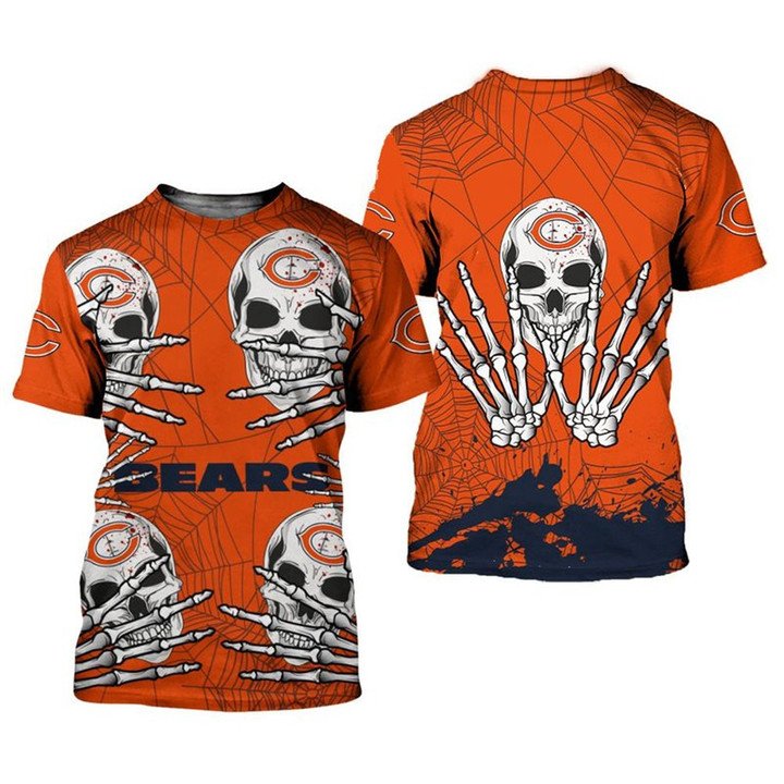 Chicago Bears Tee Shirts 3D Hand Skull For Men And Women