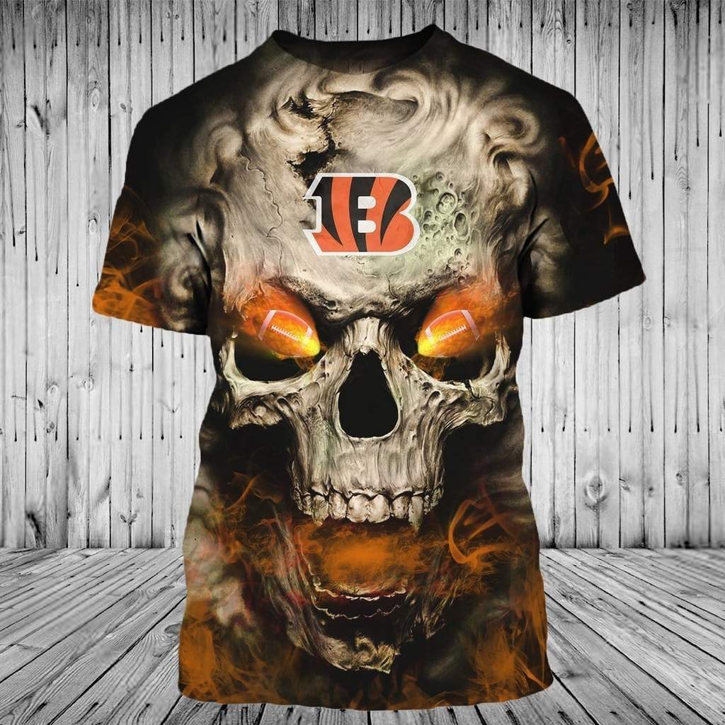 NFL Bengals Hoodie 3D Valuable Skull Cincinnati Bengals Gift