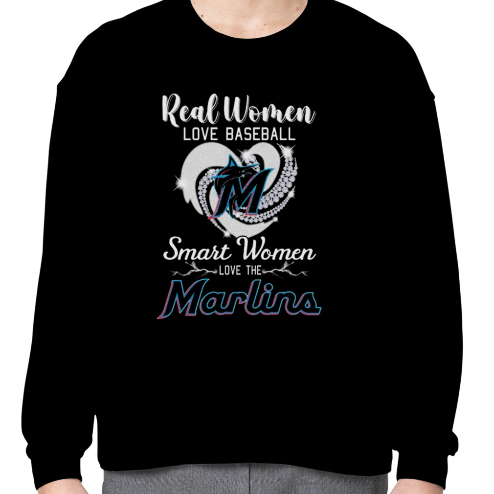 Heart Diamond Real Women Love Baseball Smart Women Love The Miami Marlins  2023 T Shirt