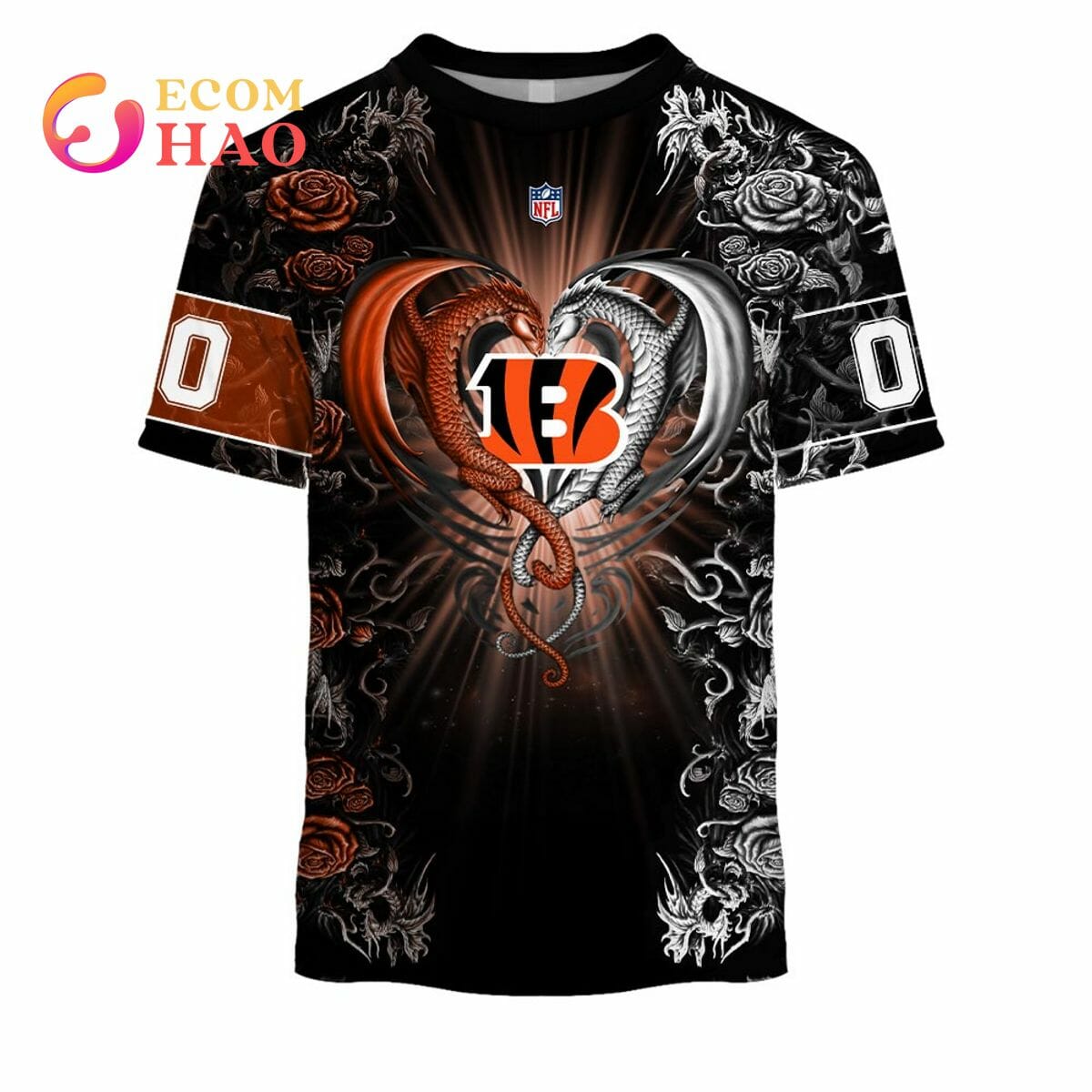 Custom Mens Bengals Hoodies 3D Dragon Cincinnati Bengals Gift