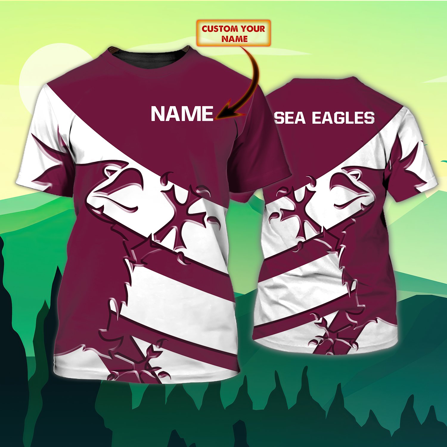 Manly Warringah Sea Eagles Custom Name Father's Day NRL Custom Polo Shirt  Best Gift For Fans