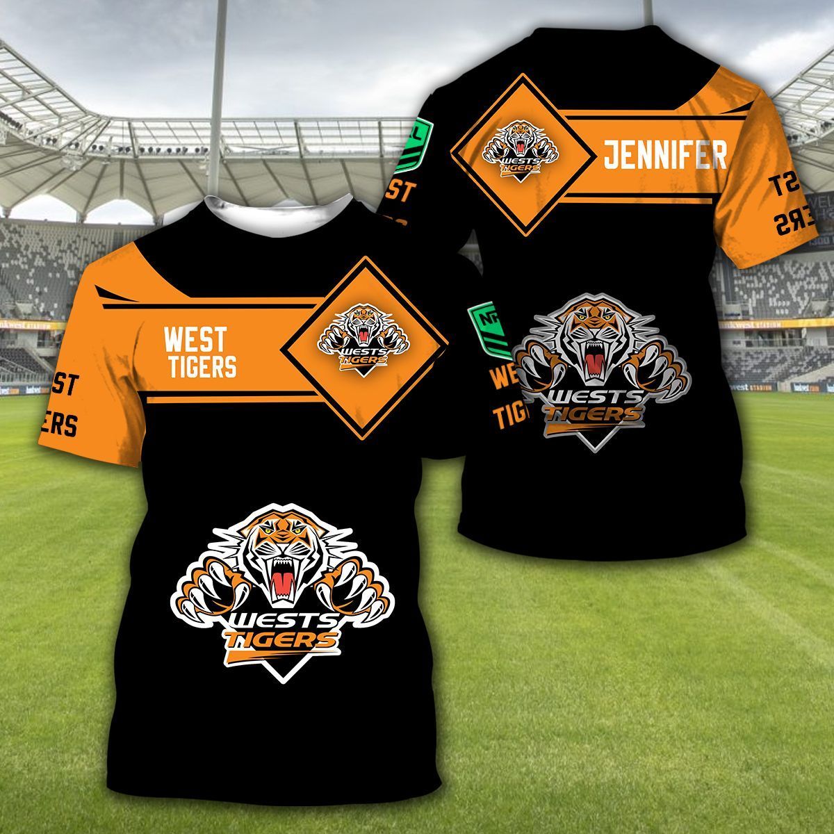 NRL Wests Tigers Custom Text Number Black Baseball Jersey