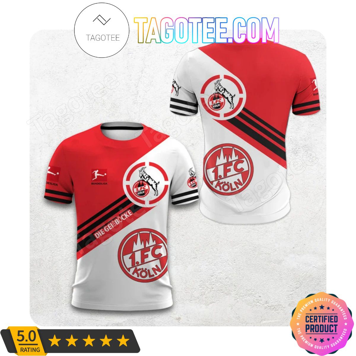 1. FC Köln Bundesliga Red White T-Shirt
