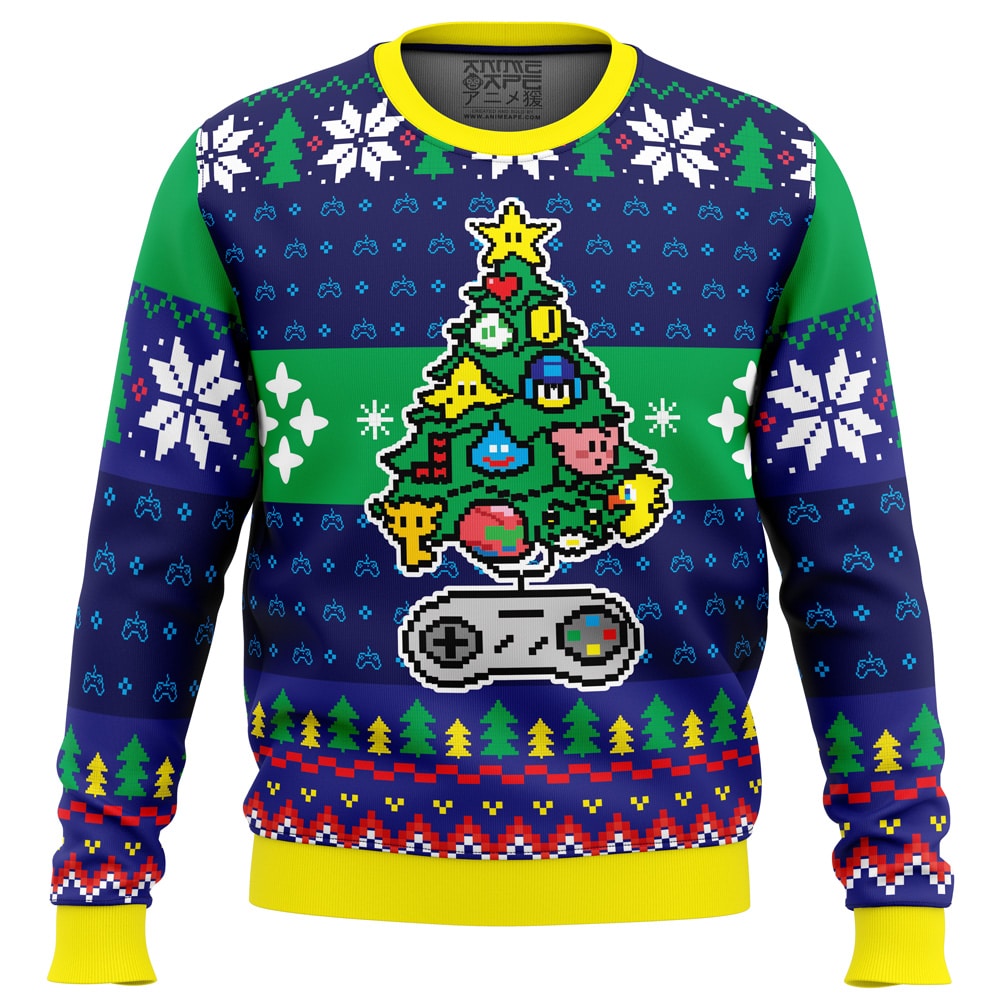 A Classic Gamer Christmas Ugly Christmas Sweater - Chow Down Movie Store