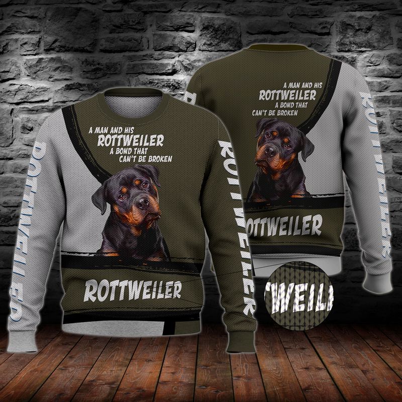 A Man And His Rottweiler A Bond That Cant Be Broken Ugly Christmas Sweater - Chow Down Movie Store