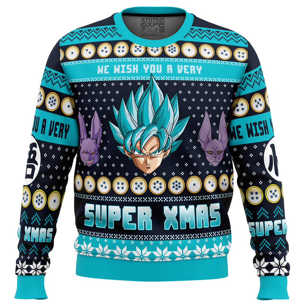 A Very Saiyan Christmas Dragon Ball Z Ugly Christmas Sweater - Chow Down Movie Store