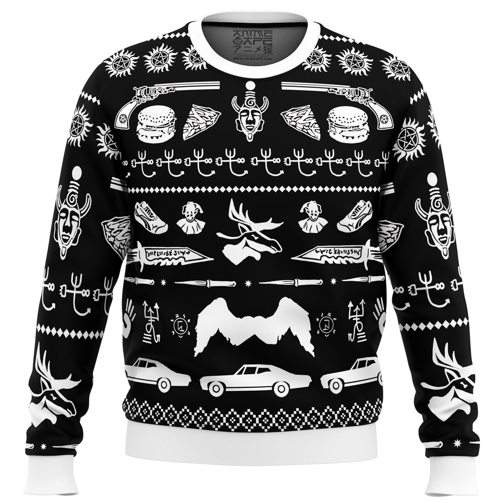 A Very Supernatural Christmas Supernatural Ugly Christmas Sweater - Chow Down Movie Store