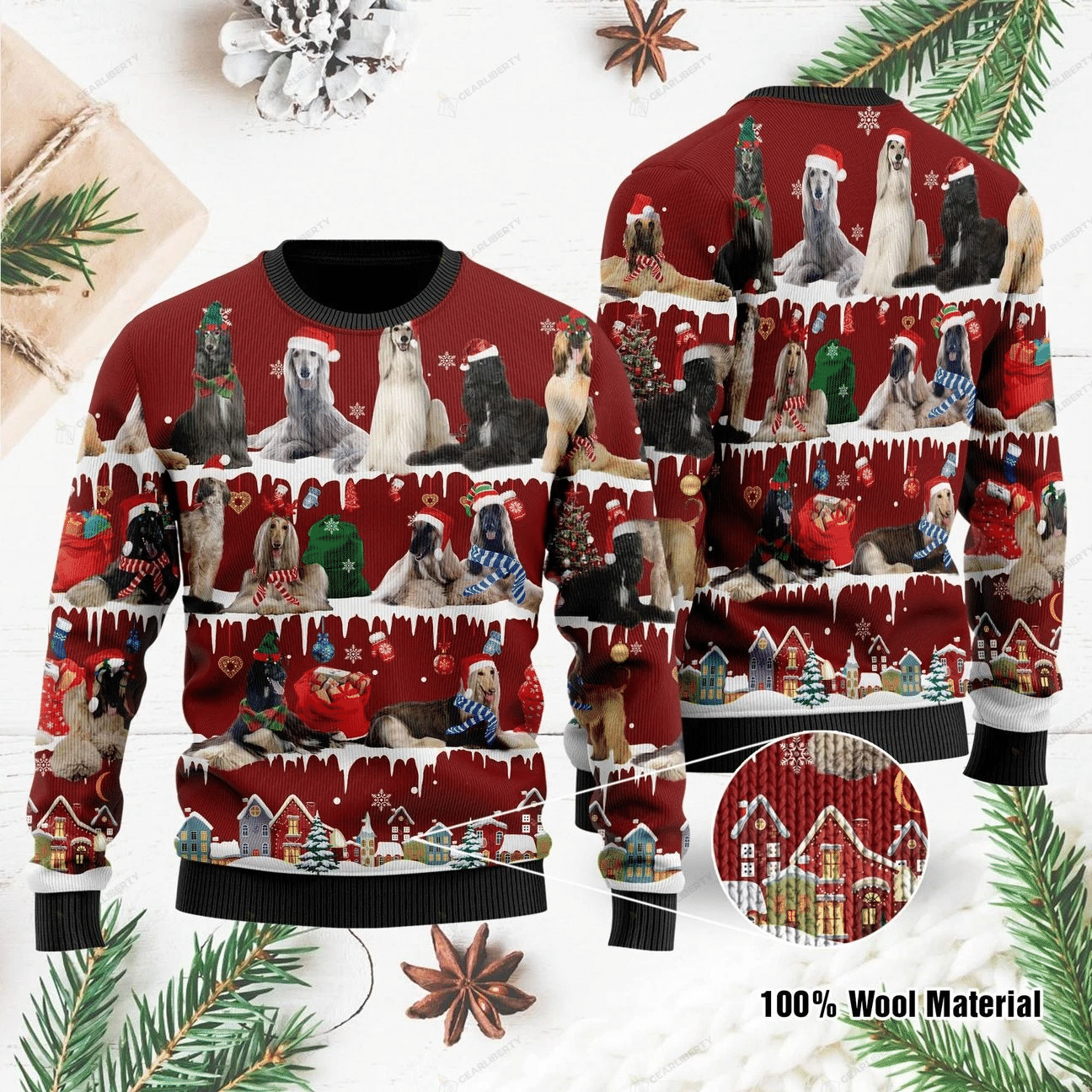 Afghan Hound Ugly Christmas Sweater US1072 - Chow Down Movie Store