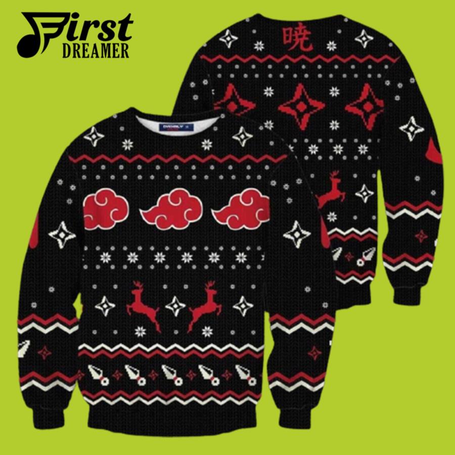 Akatsuki Christmas Sweater, Akatsuki Naruto Ugly Christmas Sweater - Chow Down Movie Store