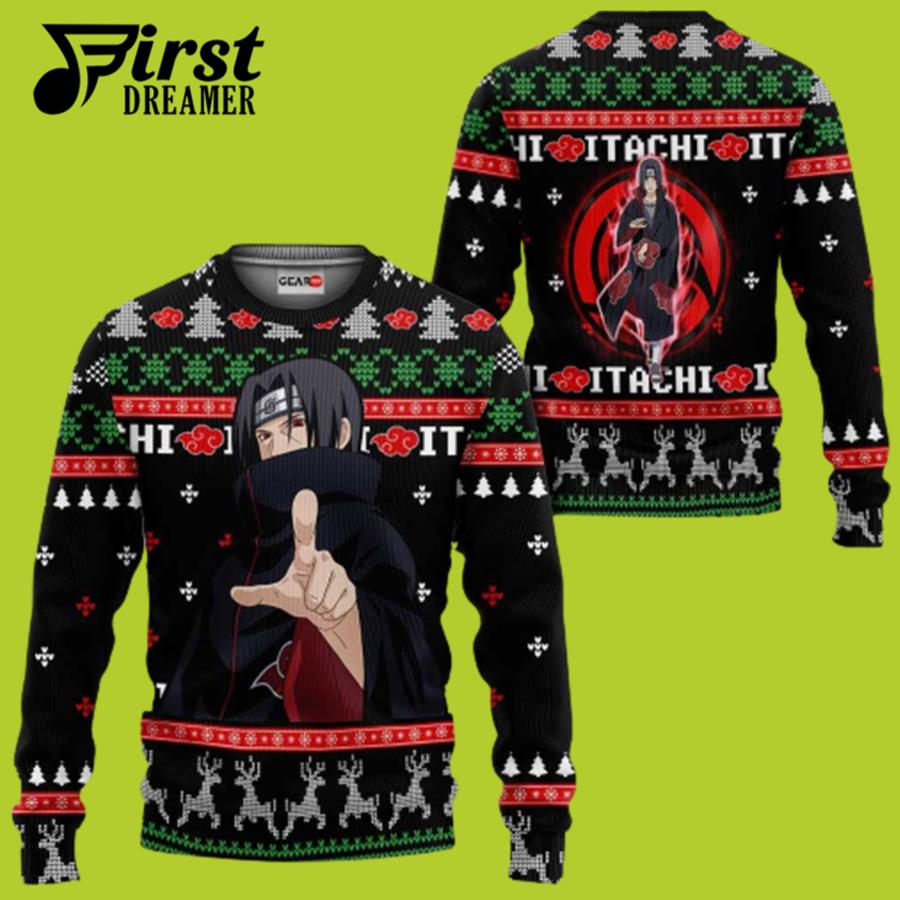 Akatsuki Itachi Ugly Christmas Sweater Custom Naruto Anime Xmas Gifts - Chow Down Movie Store