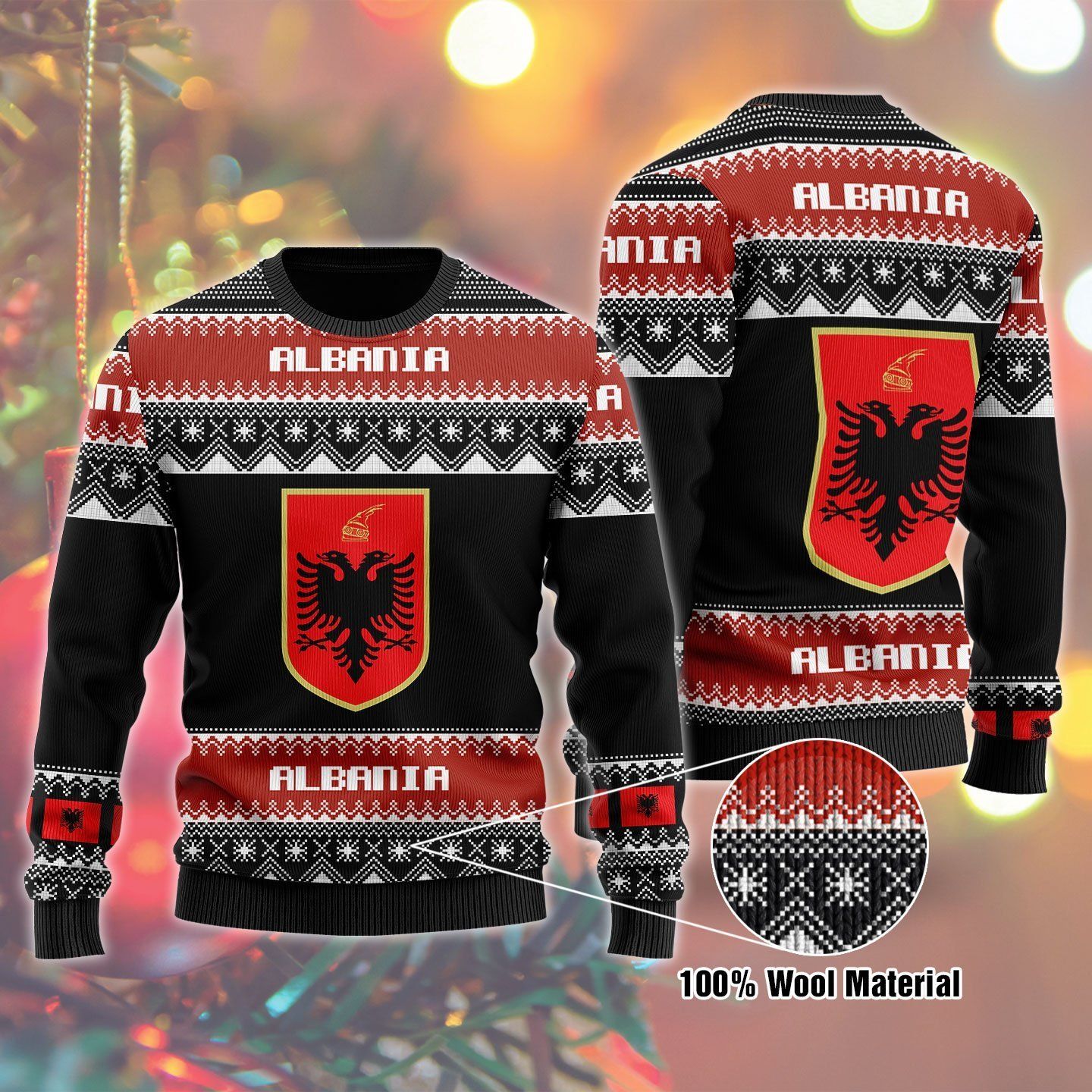 Albania Ugly Christmas Sweater - Chow Down Movie Store