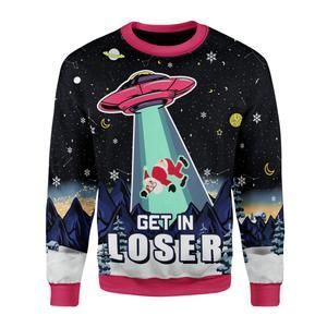 Alien Get In Loser Ugly Christmas Sweater US3521 - Chow Down Movie Store