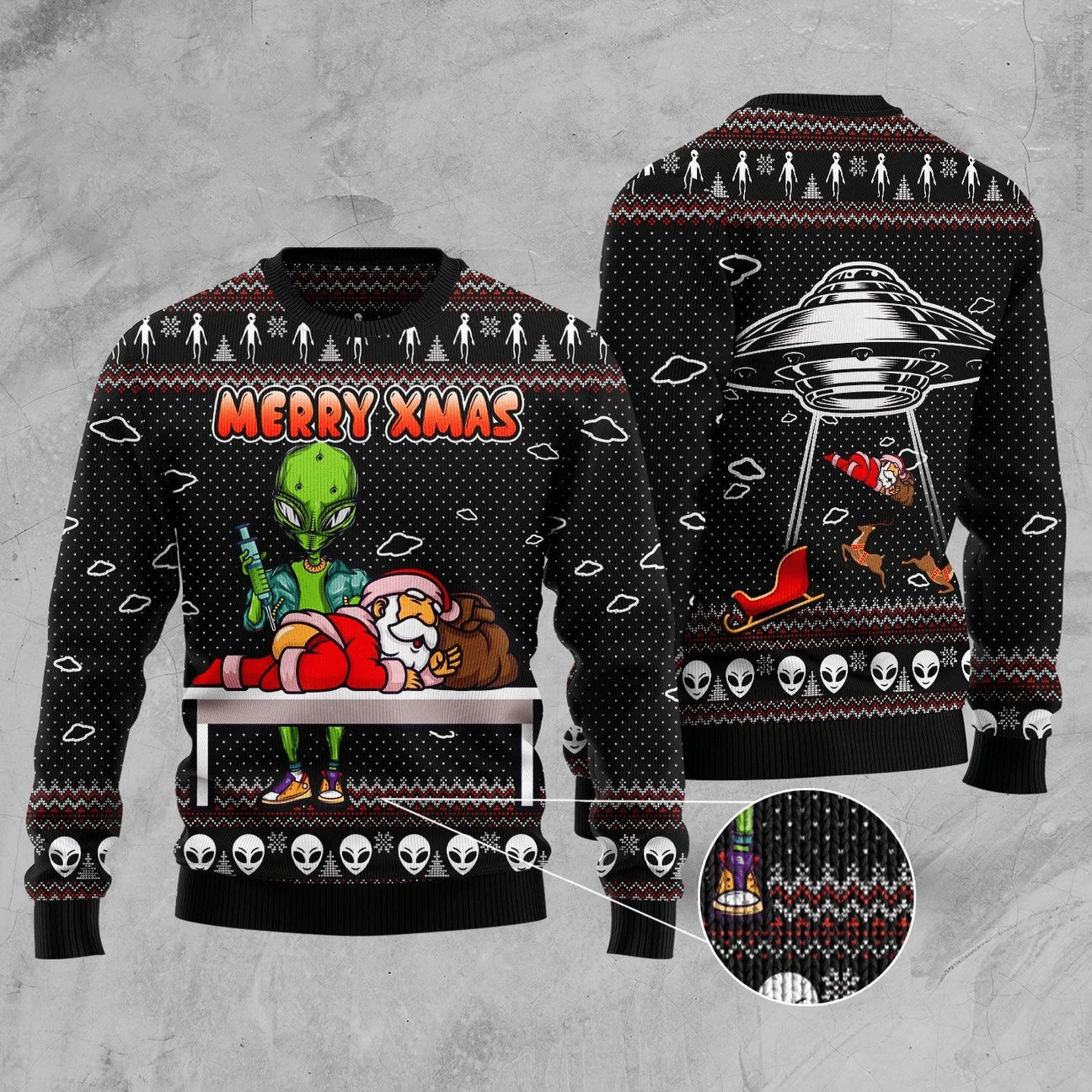 Alien Merry Xmas Ugly Christmas Sweater US3075 - Chow Down Movie Store