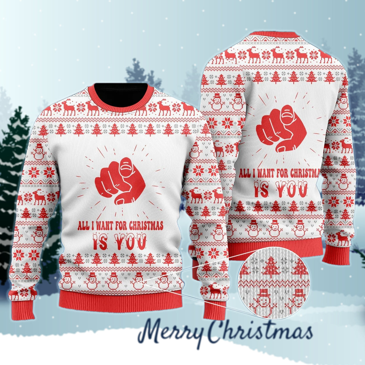 All I Want For Christmas Is You Ugly Sweater - Chow Down Movie Store