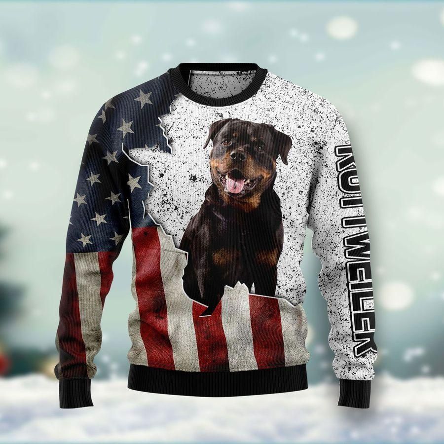 American Rottweiler Ugly Christmas Sweater US1758 - Chow Down Movie Store