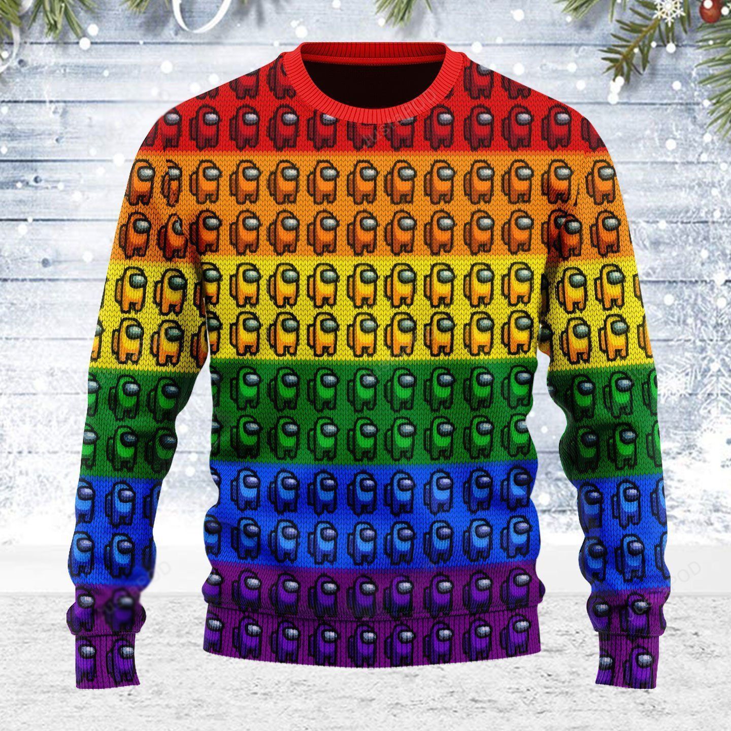 Among Us Gay Pride Ugly Sweater, Among Us Gay Pride Christmas Sweater, Among Us Gift, Among Us Shirt - Chow Down Movie Store