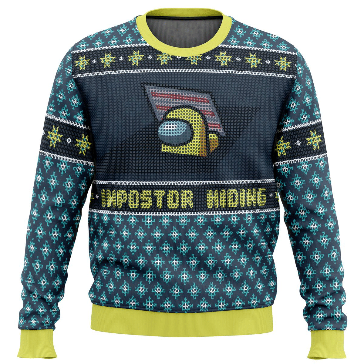 Among Us Impostor Hiding 6 Ugly Sweater Gifts - Chow Down Movie Store