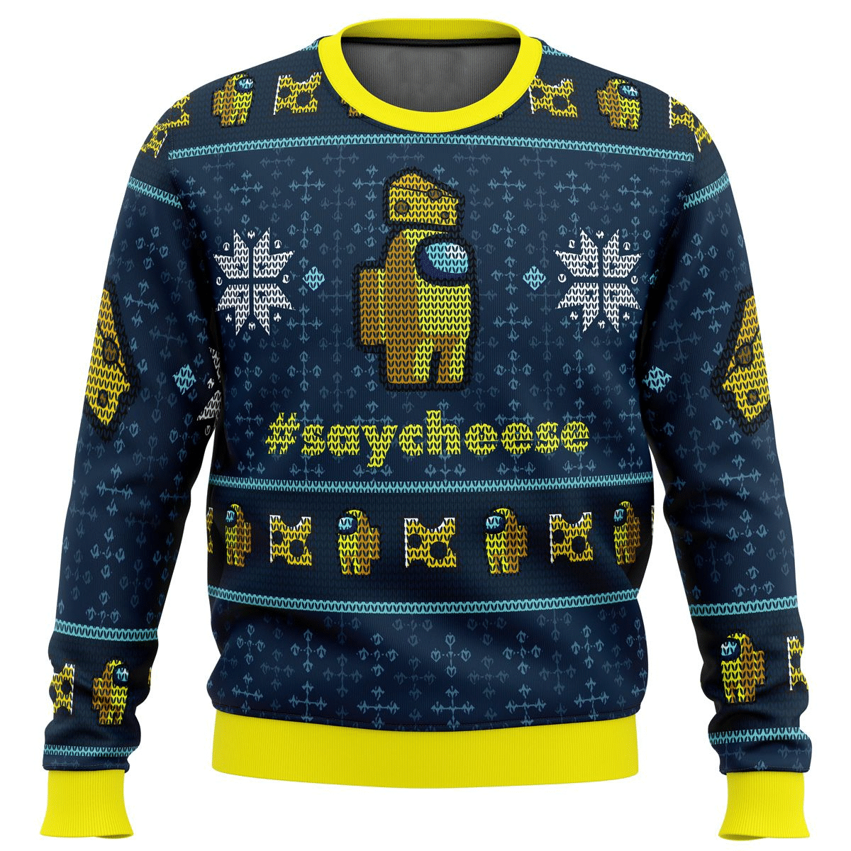 Among Us Say Cheese 7 Ugly Sweater Gifts - Chow Down Movie Store