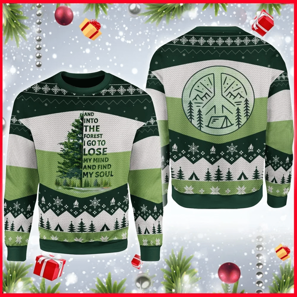 And Into The Forest I Go Camping Ugly Christmas Sweater - Chow Down Movie Store