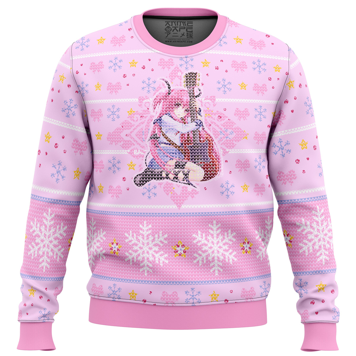 Angel Beats Yui Loves Guitar Ugly Christmas Sweater - Chow Down Movie Store