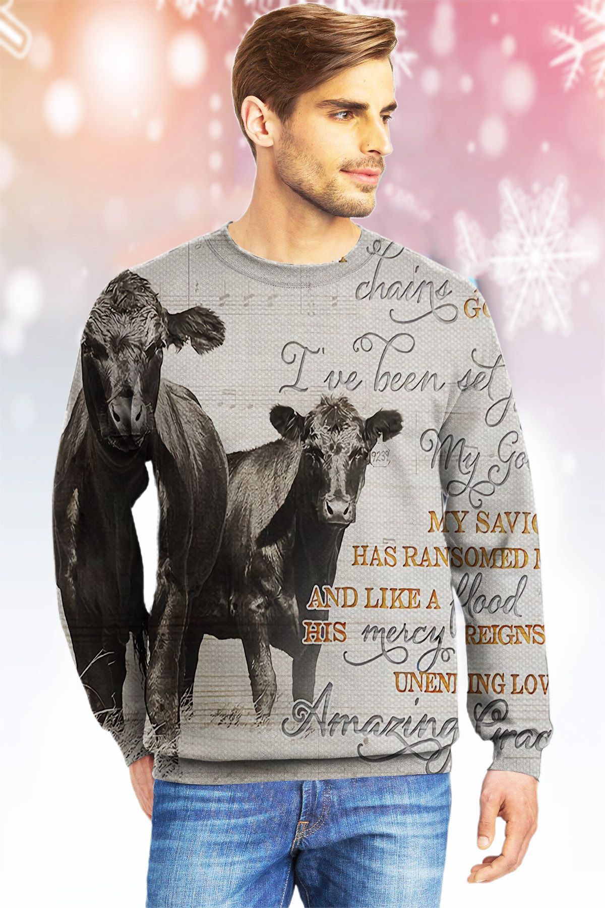 Angus Cattle God Kvh Ugly Christmas Sweater - Chow Down Movie Store